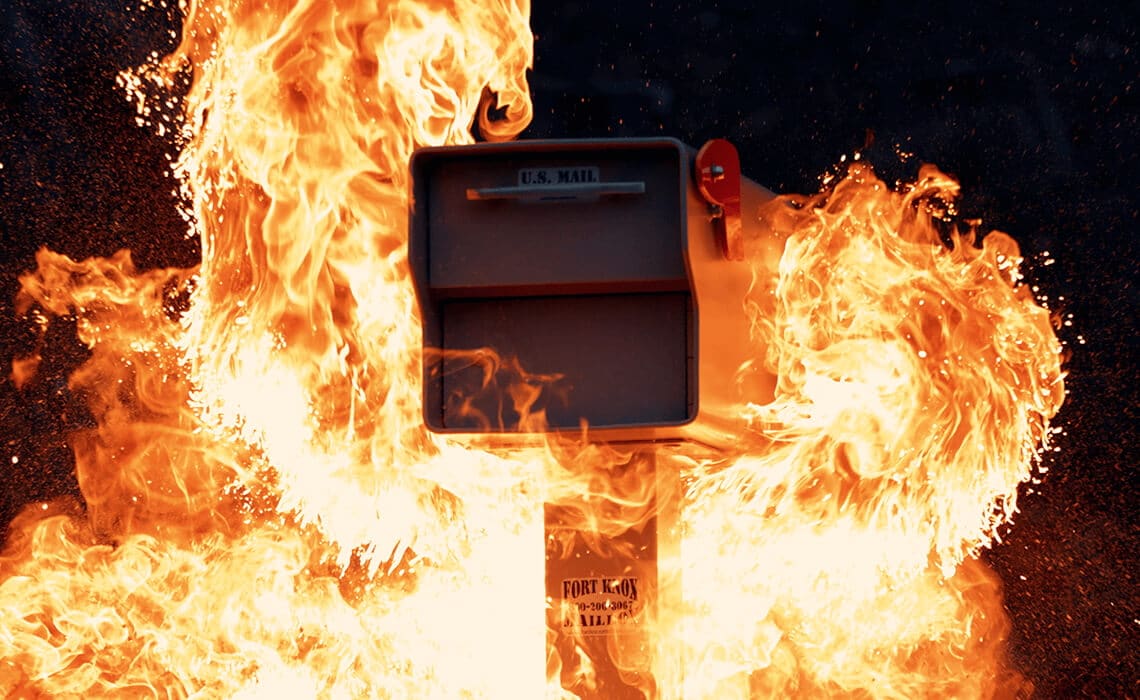Fort Knox Mailbox engulfed in fire